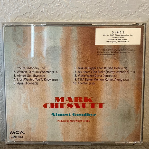 CD ~ Mark Chesnutt, “Almost Goodbye” 1993 - Picture 2 of 4